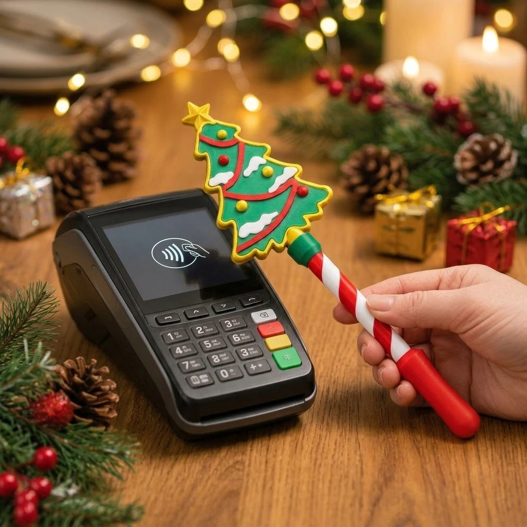 Christmas Festive Payment Wand Contactless Card Holder ABS Plastic Holiday Checkout Accessory for Retail Shop Cashiers