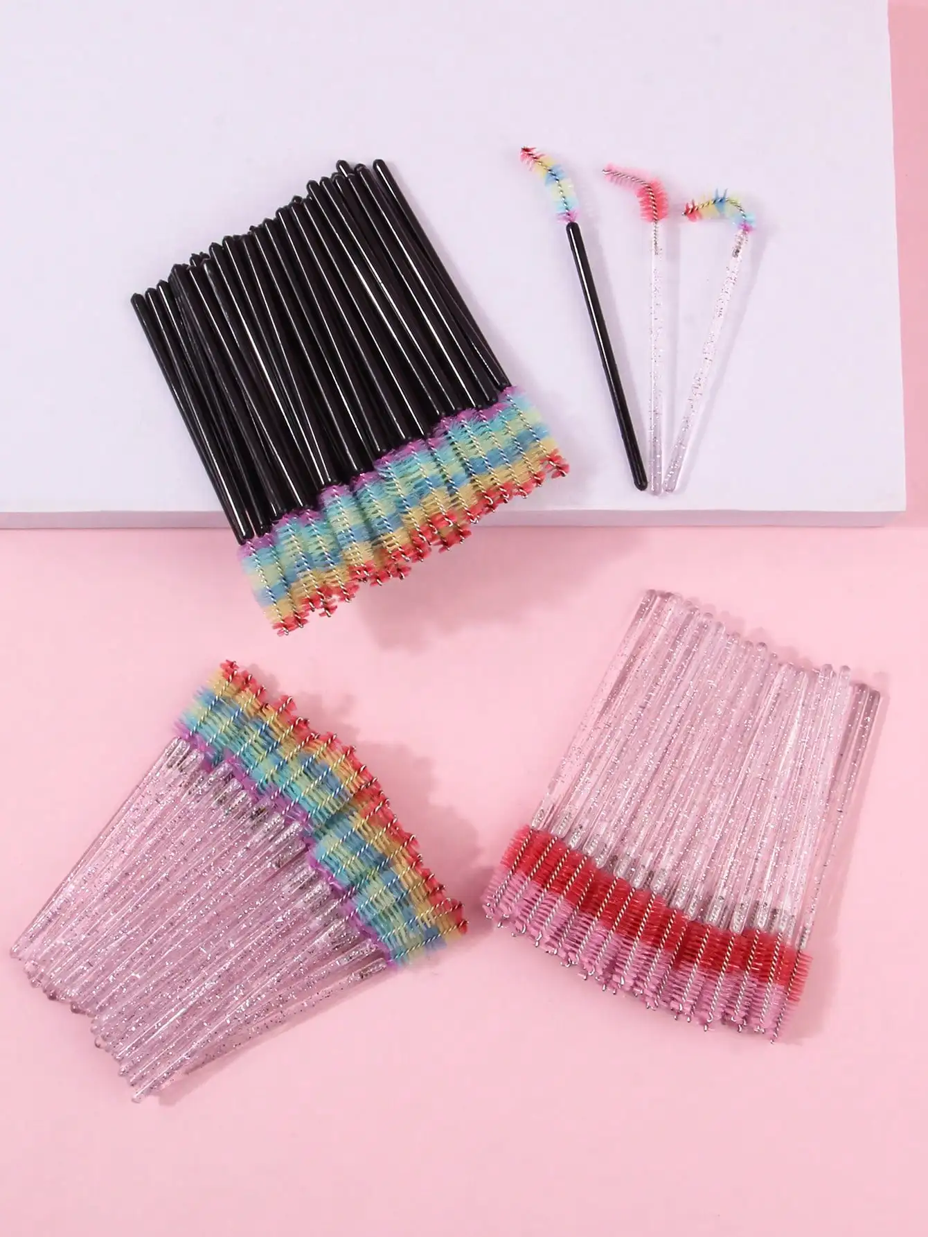 Escova portátil Eyelash Cleaner, escova de maquiagem, livre Bending Mascara Brush, escova de sobrancelha, venda quente, 50 Pcs, 20Pcs, 10Pcs