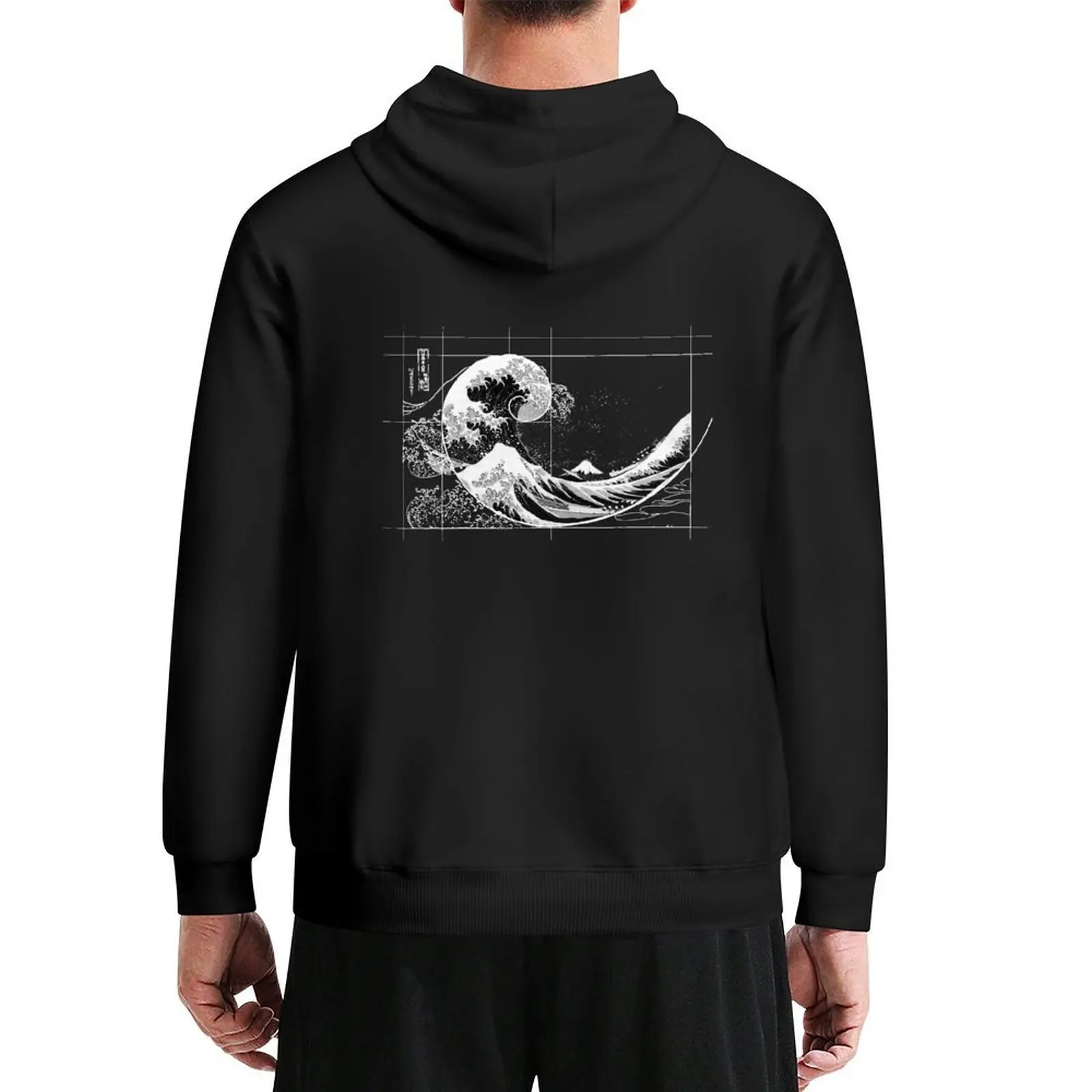 

Hokusai Meets Fibonacci, Black and WHite Hoodie korean clothes korean style clothes men's clothes hooded shirt anime hoodie