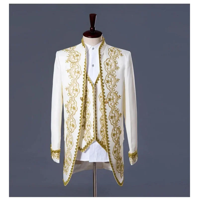 Robe de mariée prince victorien de luxe pour hommes adultes, olympiques blazer, costume de cosplay de scène, veste brodée, pantalon glaCoat, surintendant, ensemble ser