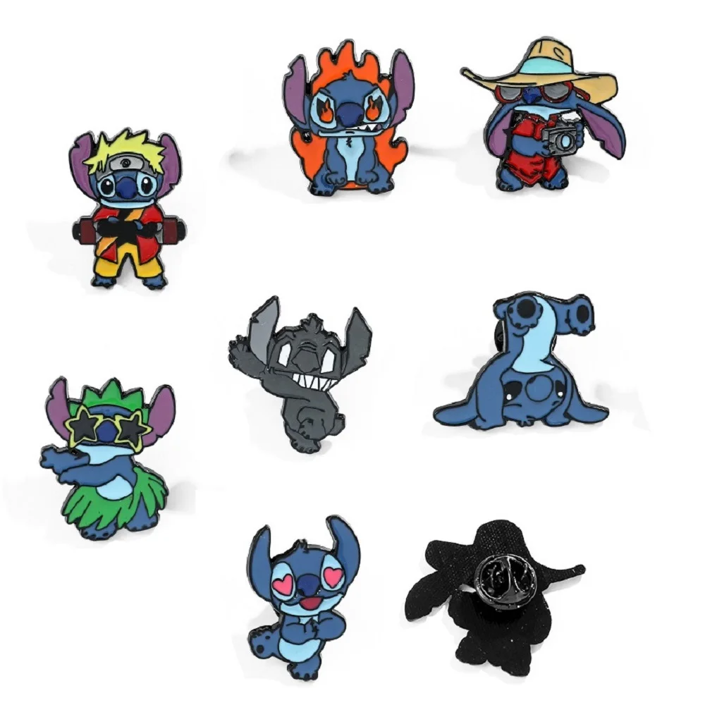 

1-7Pcs Cartoon Disney Stitch Enamel Pin Brooches For Lapel Pins Badge Backpack Kids Clothes Accessories Fashion children Badges