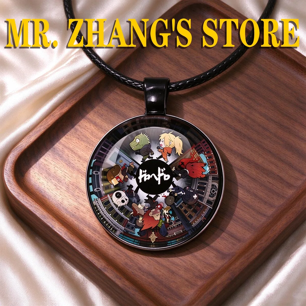 25mm Leather Rope Necklace Hot Blooded Manga Monster Demon Black Base Anime Action Characters Glass Cabochon Gift