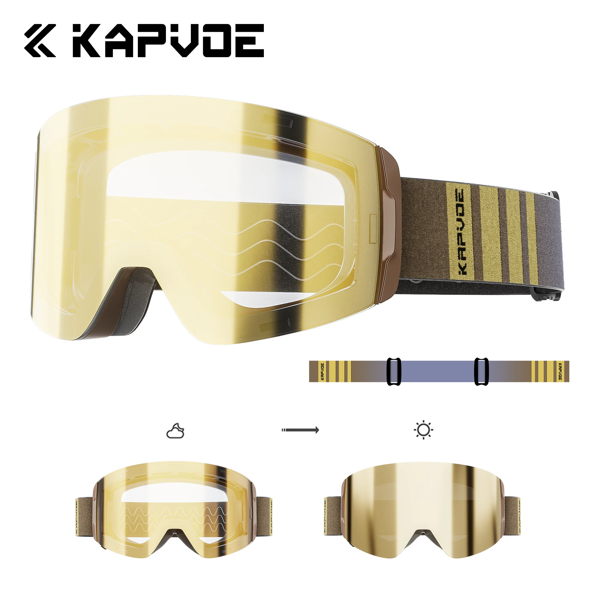 

Kapvoe Photochromic Snow Goggles Ski Snowboarding Skiing Sunglasses for Women Men Anti-Fog Lens UV400 Glasses Motorcycle Glasses