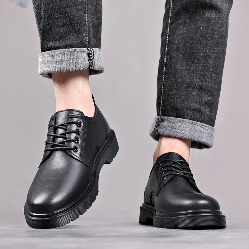 

Мужские кожаные туфли дерби в деловом минималистском стиле, хит продаж, офисные или повседневные модельные туфли на шнуровке, роскошные черные новые туфли
