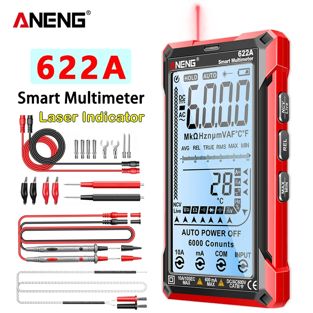 ANENG Digital Multimeter Professional Laser Infrared 6000 Counts AC Voltage Tester DC Current NCV Resistance Capacitor Tools