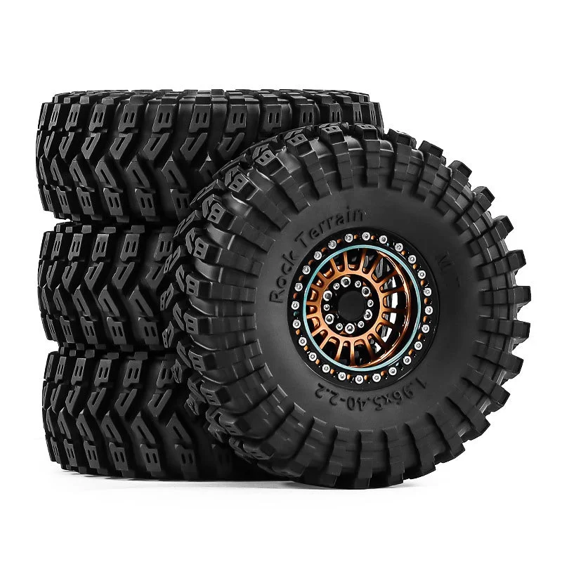 

2.2 Inch RC Crawler Wheels and Tires Set for 1/8 Scale Truck, Metal Beadlock Wheels with Off-Road Tires (4PCS)