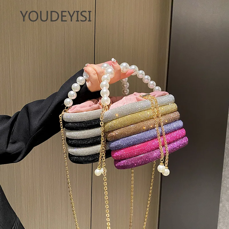 YOUDEYISI Luxury Evening Purses For Women Dazzling Pearl Beads Chain Crossbody Bag Dinner Party Clutch Luxury Designer Handbags