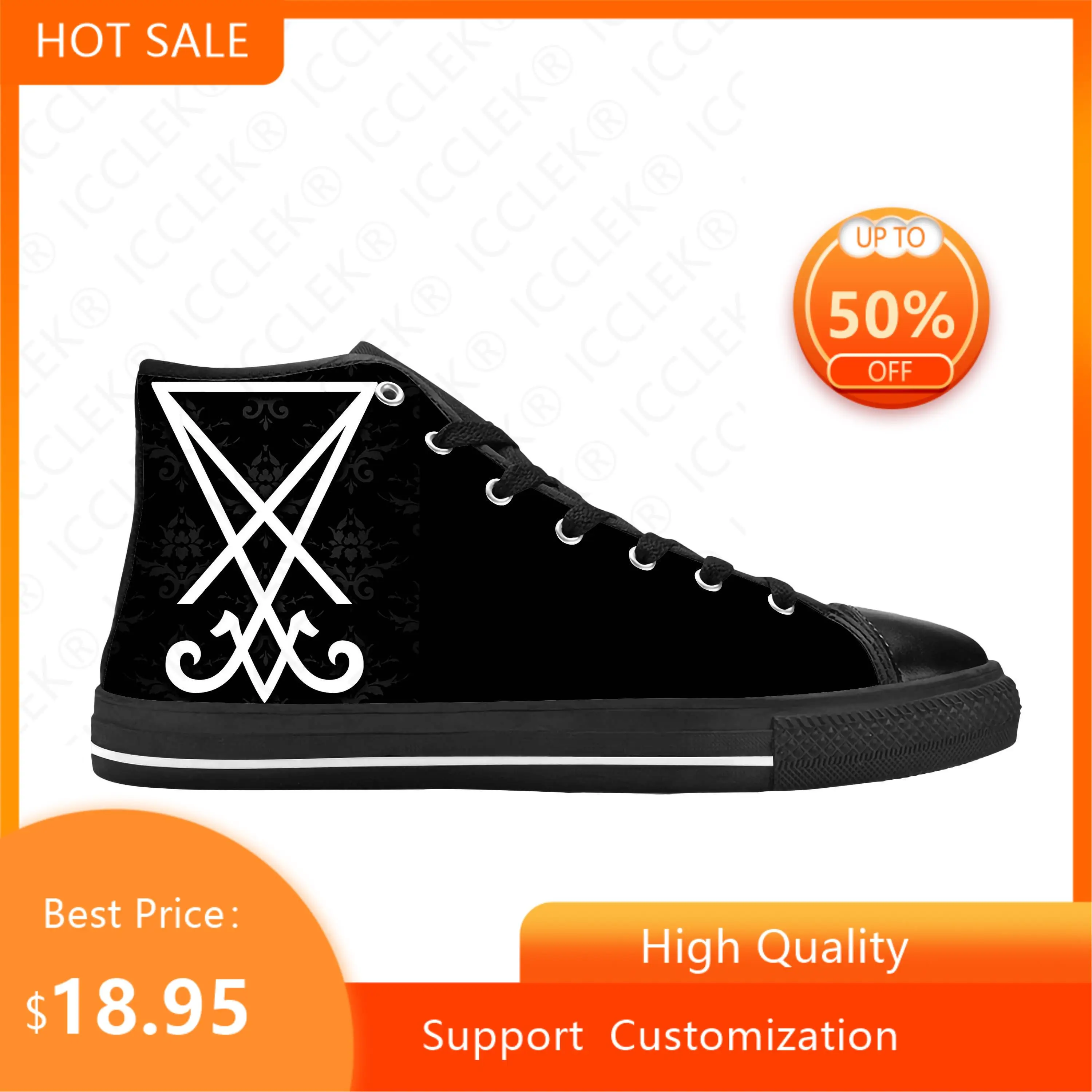 Sigil Lucifer Seal of Satan Satanic Devil Gothic Casual Shoes High Top Comfortable Breathable Mens Womens Teenager Sneakers