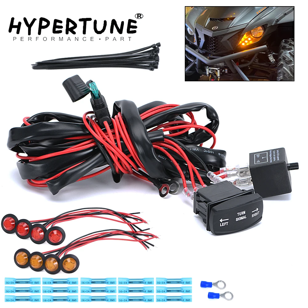 Universal 12V ATV UTV Rocker Switch Turn Signal Kit Street Legal Kit with 8 Left & Right Signal Lamps For Polaris Ranger RZR