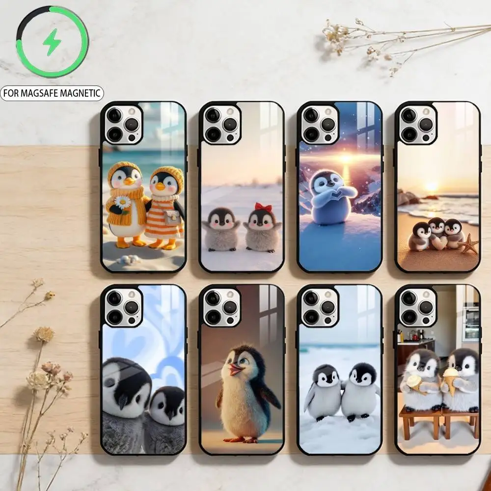 

Funny Happy P-PenguinS Phone Case For iPhone17,16,15,14,13,12,11 Plus,Pro Max Magnetic For Magsafe Wireless Charging