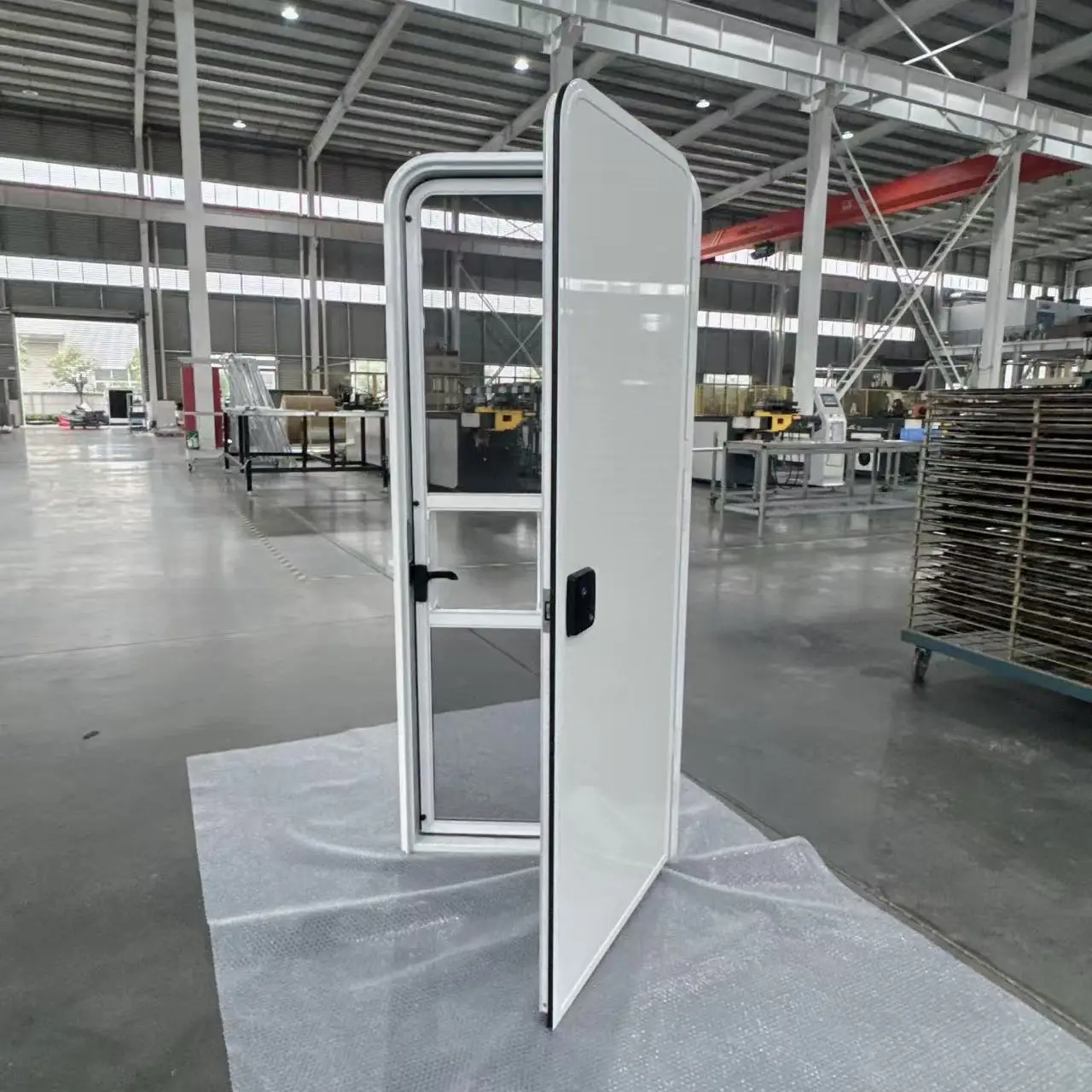 Aluminum Alloy RV Door with Diamond Security Mesh & American Lock 6 Standard Sizes Customizable Camping Car Air