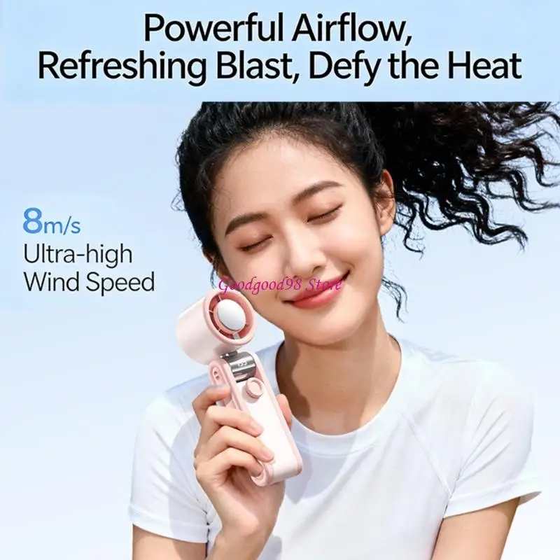 USB Mini Fan With 199 gears Speed Setting Foldable Neck Hanging Design For Office Home And Outdoor Use  Ice Cooling 