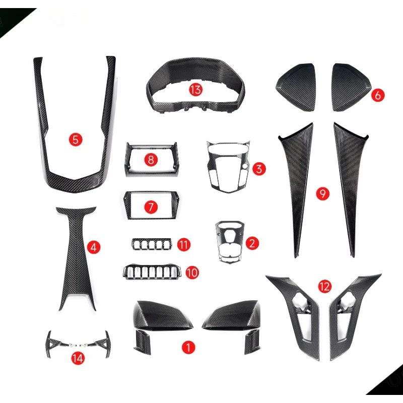 Высококачественный салон автомобиля, подходит для Lamborghini Aventador LP750 LP700 LP740 LP700-4 LP720 SVJ, комплект салона из сухого карбона Высококачественный салон автомобиля, подходит для Lamborghini Aventador LP750 LP700 LP740 LP700-4 LP720 SVJ, комплект салона из сухого карбона