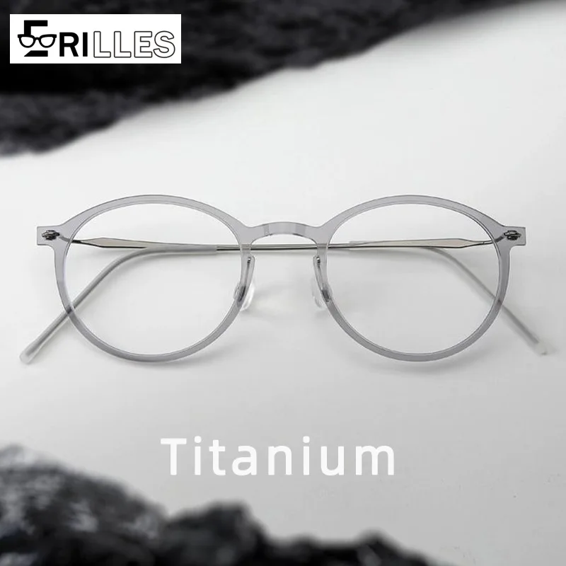 

4.4g Screwless Titanium Eyewear, Oval Full Frame Featherlight Design, Natural Look Artistic Retro, Versatile Comfort Glasses