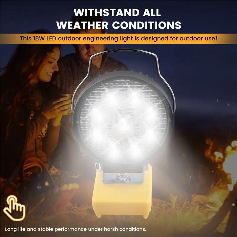 Happy New- For 18V 20V Battery 4Inch 18W Work LED Light 6500K LED Outdoor Engineering Light