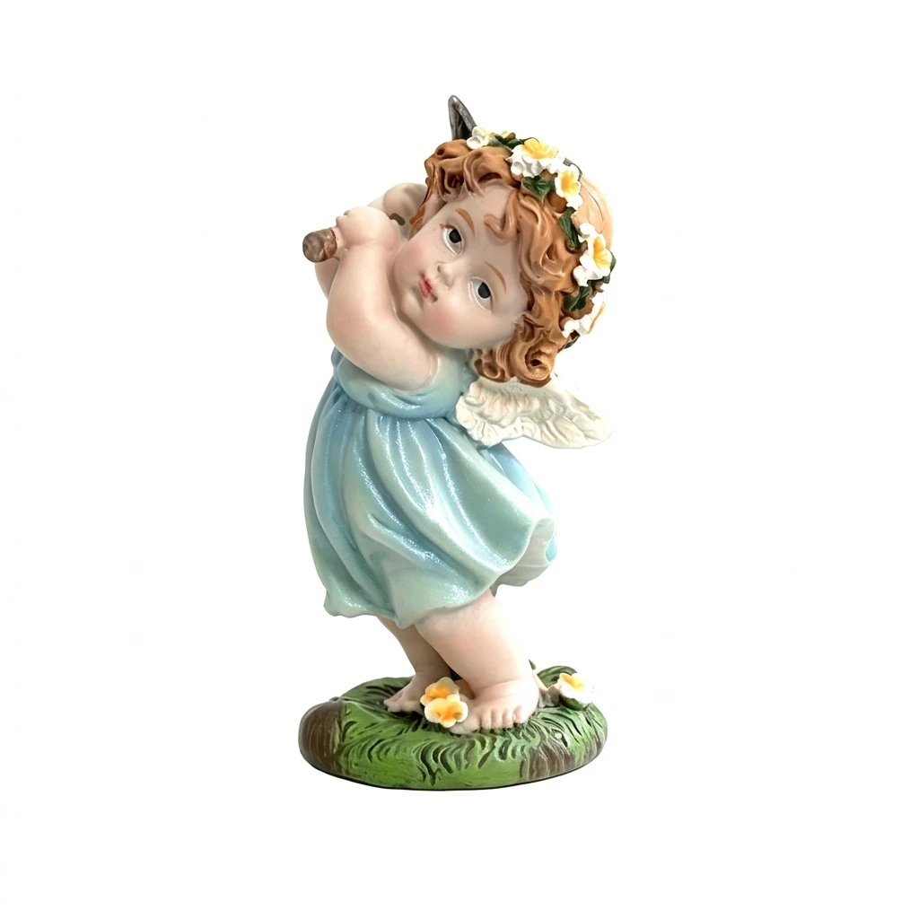 Resin Angel Statue for Garden Decor Homeowners Weather Resistant Miniature Fairy Figurine Outdoor Yard Patio Ornament
