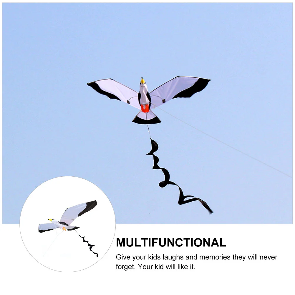 3D Seagull Kite with Long Tail Toy Toys Outdoor Cloth Funny Three-dimensional Animal Kids