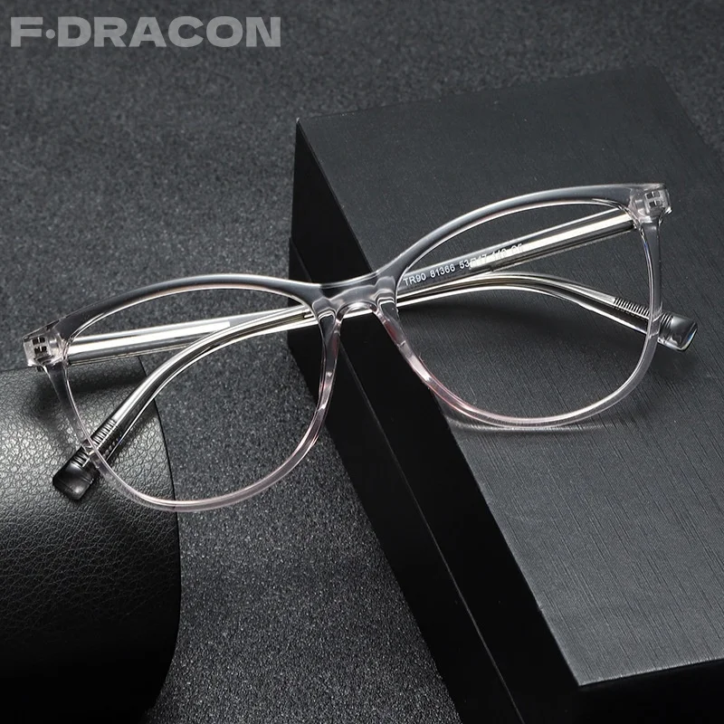 

F·DRACON TR Eyeglass Frame New 2024 Cat Eye Women's Glasses Frame Retro Anti Blue Light Optical Prescription Glasses Women 81366