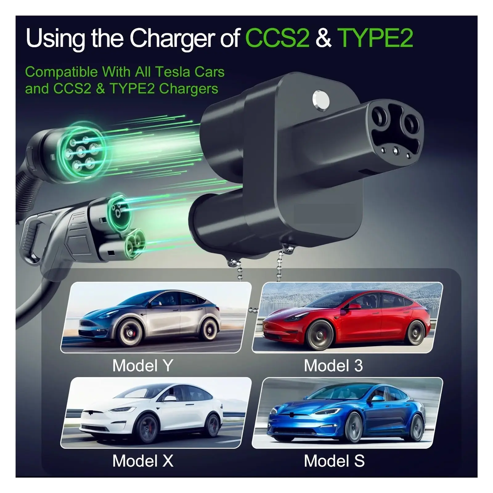 LONLINK CCS2 a Tesla EV Charger Adapter AC + DC 250A 1000V veicolo elettrico DC Charging CCS2 a Tesla dc combo 2