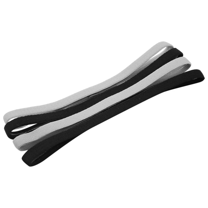 

4 Pcs Thick Non-Slip Elastic Sport Headbands Hair Headbands,Exercise Hair And Sweatbands For Women And Men(Black, Grey)