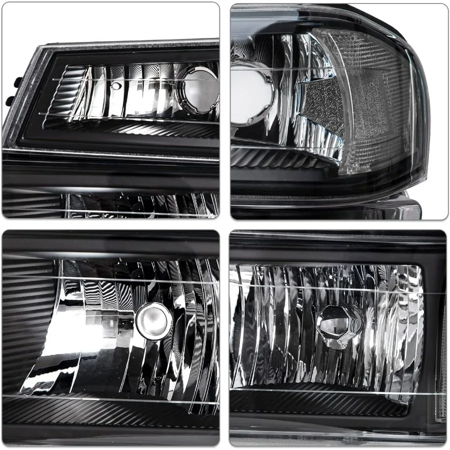 4 قطع مجموعة مصابيح أمامية متوافقة مع 04-12 تشيفي كولورادو / 04-12 جي إم سي كانيون / 06-08 مصابيح أمامية Isuzu I-Series مع شريط ممتص للصدمات #4