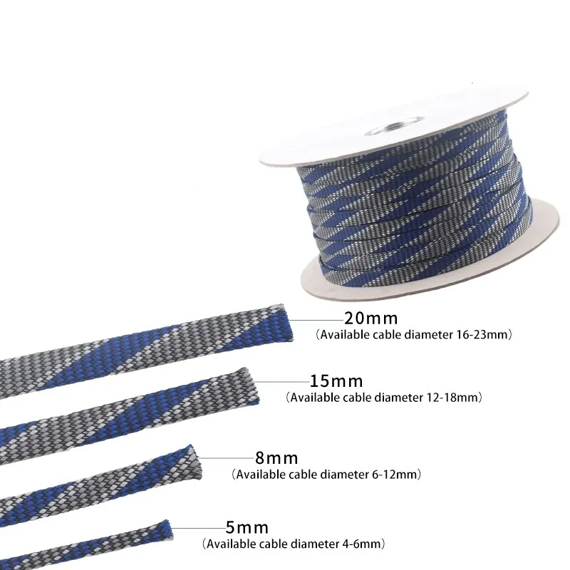 HIFI 10M Ice Blue Gray Hi-Fi Audio Cable Shielding Net Speaker DIY Bulk Wire Power Line Braided Sleeve Nets