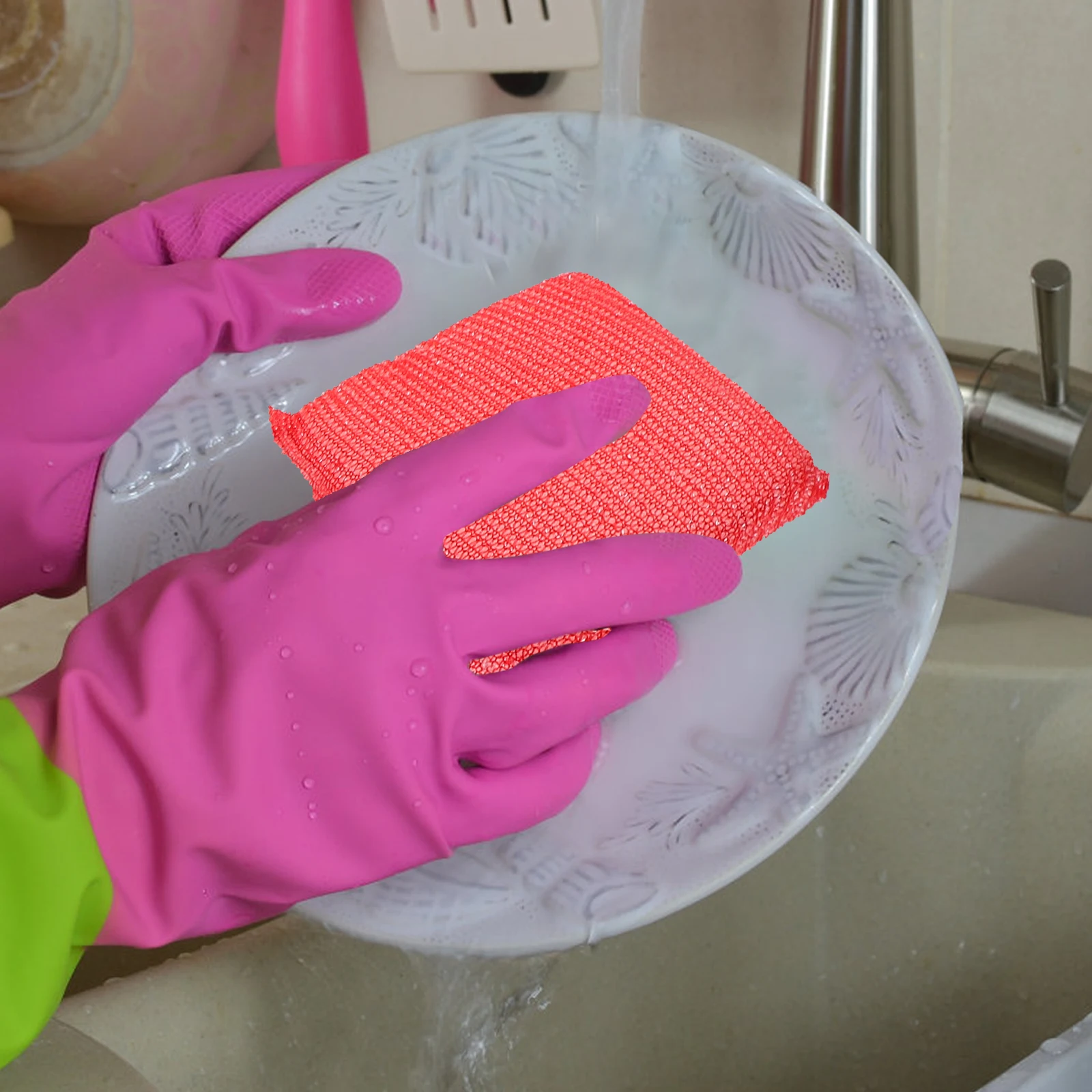 

12pcs Kitchen Scrub Sponge Dish Washing Scrubbers Household Cleaning Sponges Soft Scratch-Free Dishwashing Sponge For Utensils