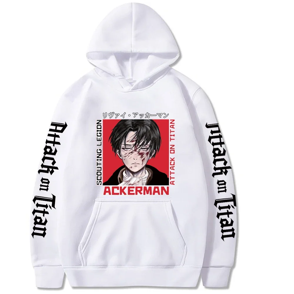 Hot Anime Attack On Titan Levi Ackerman Graphic Print Hooded Men Women Long Sleeve Hoodies Unisex Sweatshirt Harajuku Pullover