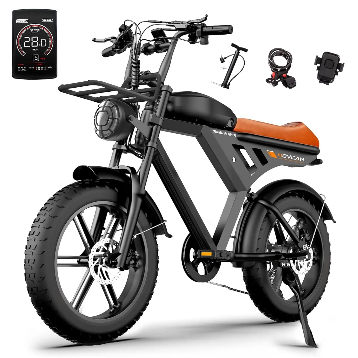 

1500W Motor Electric Bike 20" Fat Tire 28MPH 48V 15.6Ah Battery Motorcycle Commuting Off-roading, Customized