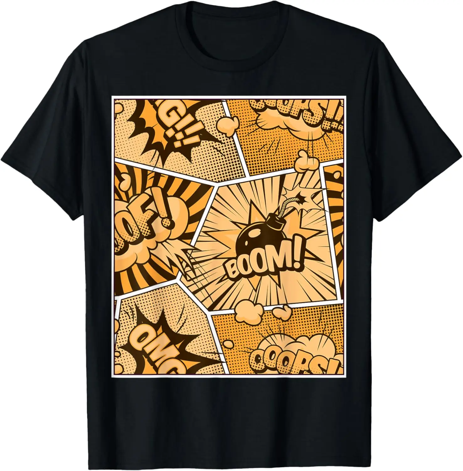 Orange Comic Book Orange Color Graphic T-Shirt