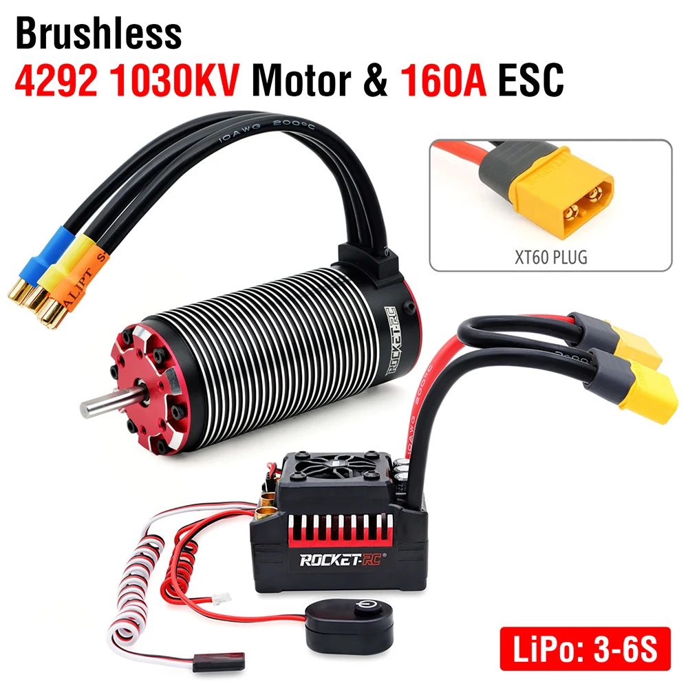 Overtreffen Hobby Motor Raket-Rc Borstelloze En Esc Combo 4268 4274 4282 4292 160a 130a Voor 1/8 1/7 Rc Auto Truck Traxxas Wltoys Hsp