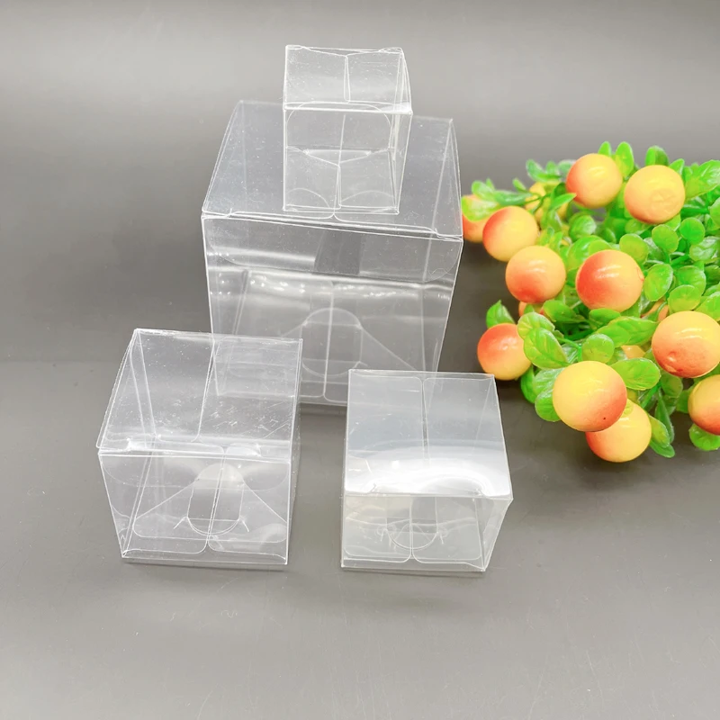 100pcs 3-10cm Square Plastic Gift Box Clear PVC Transparent Box Wedding Christmas Packaging Gift Boxs for Jewelry Storage Boxs