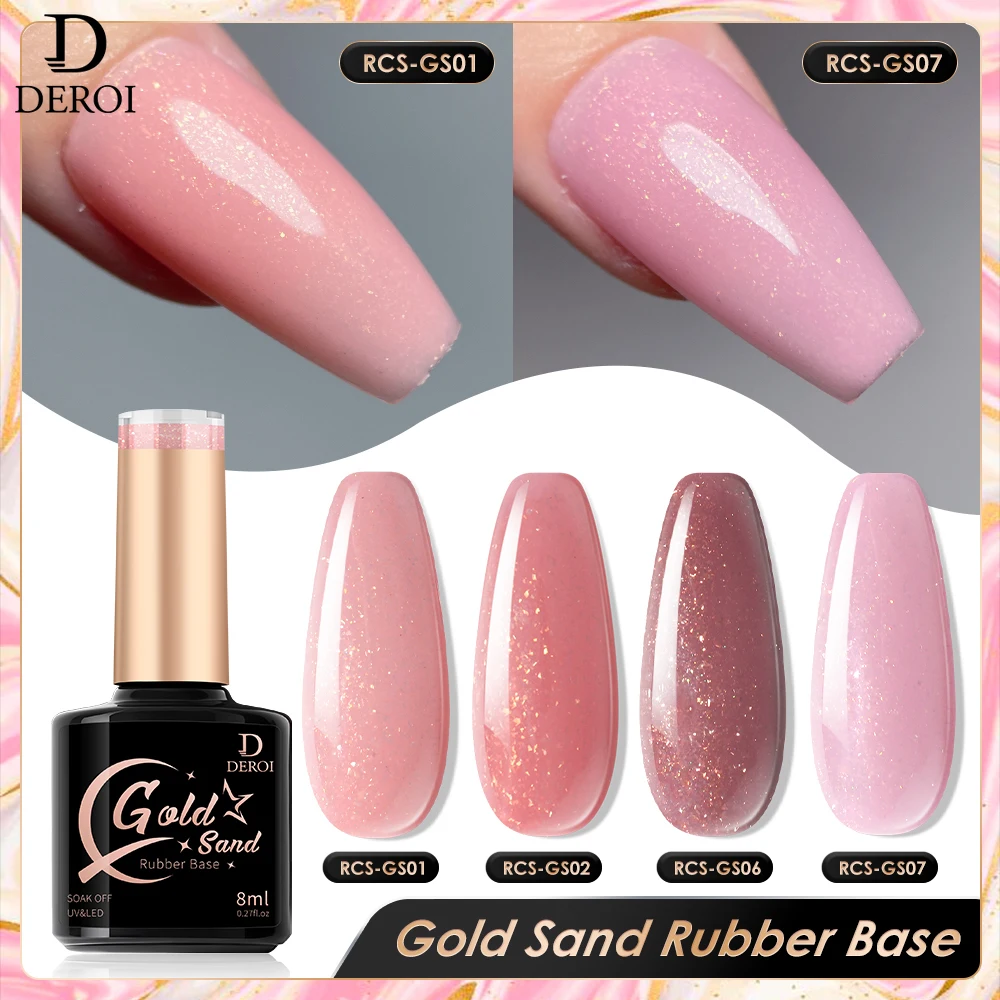 Deroi Base in gomma Coat Gel UV Top Coat Nail Gel Polish Nude Pink Glitter Gel Polish vernice Semi permanente Soak Off per Manicure