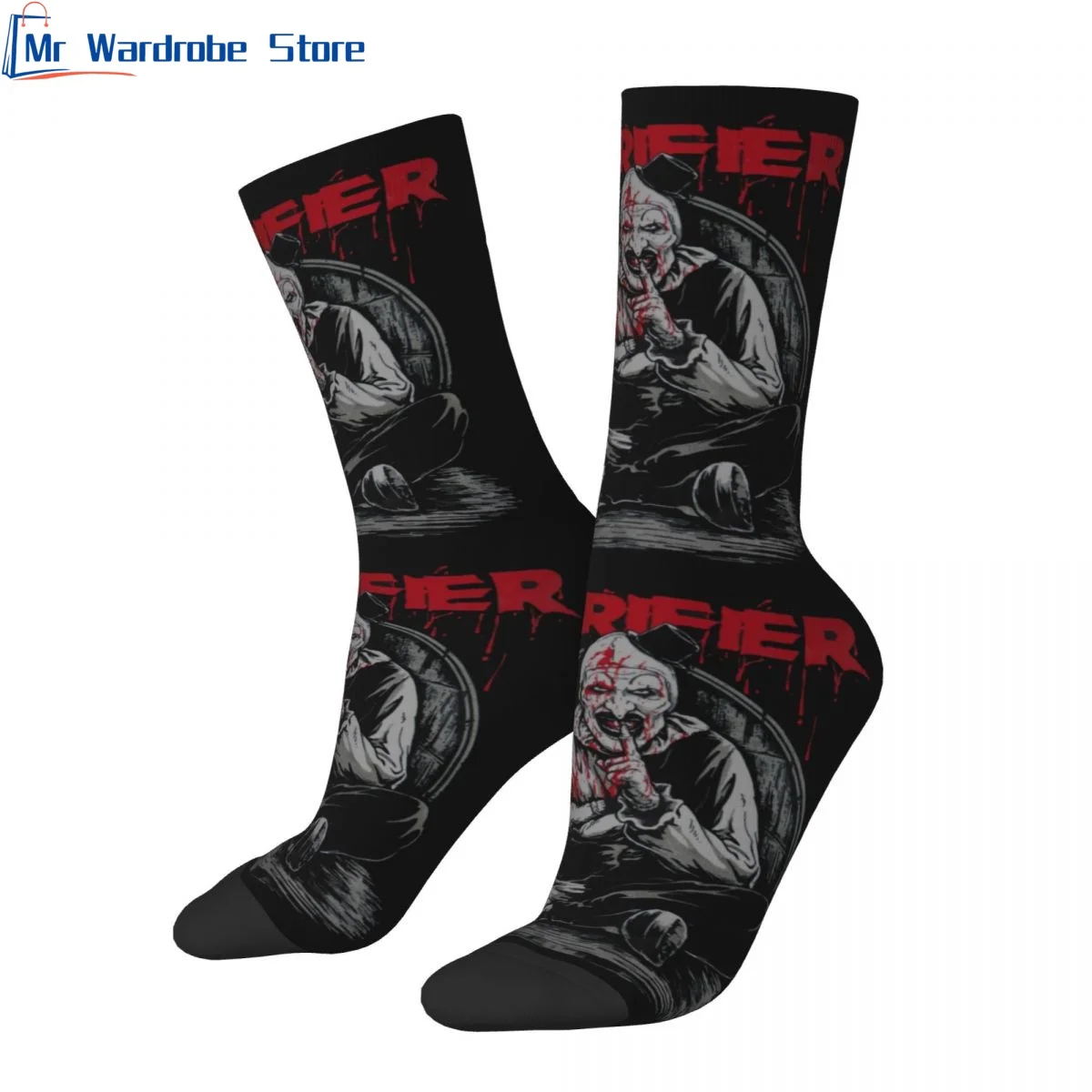 Terrifier Shush Funny Socks for Men Women Unisex Crazy Street Style Printed Crew Sock