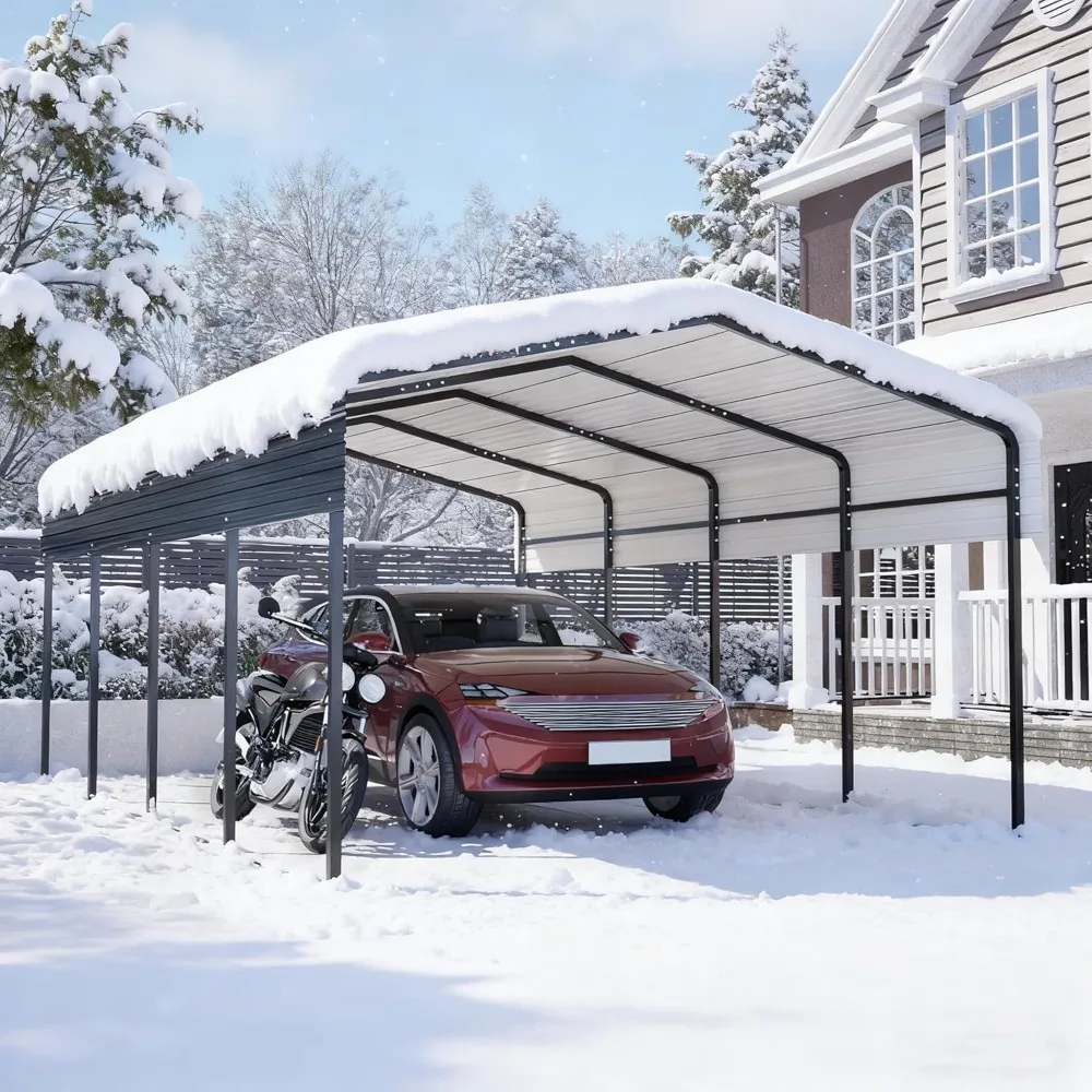 

13x20 Car Ports Heavy Duty - Prefab Metal Carport with Galvanized Steel Roof Steel Carport Kits Outdoor with Metal Roof