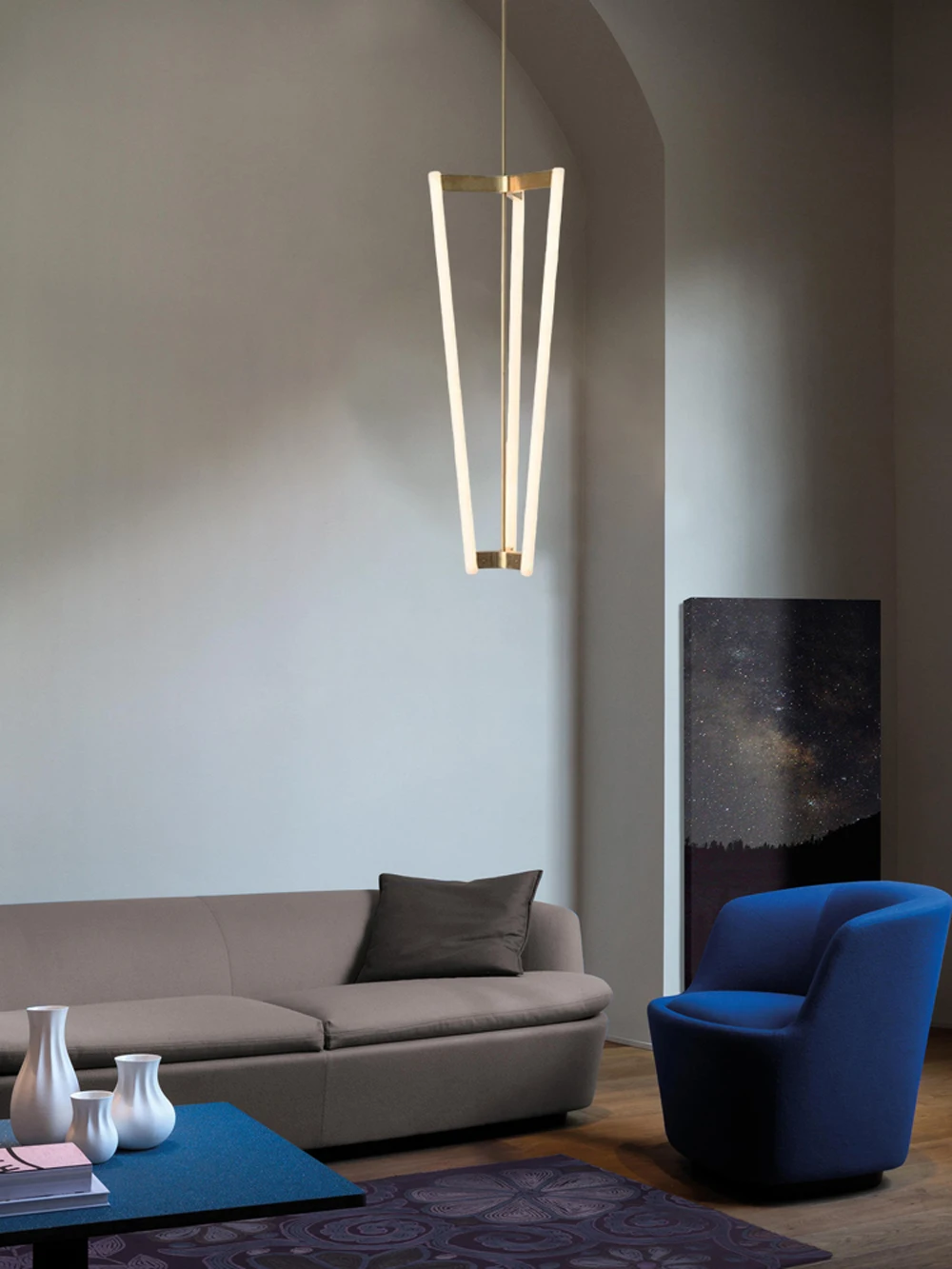 Home Geometric Black Brass LED Pendant Light Hanging Dinning