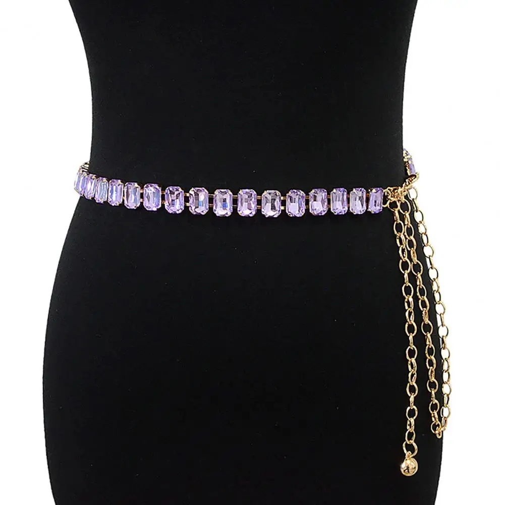 Wear-resistant  Trendy Ladies Faux Crystal Belly Chain Pure Color Waist Chain Sexy   for Daily Wear