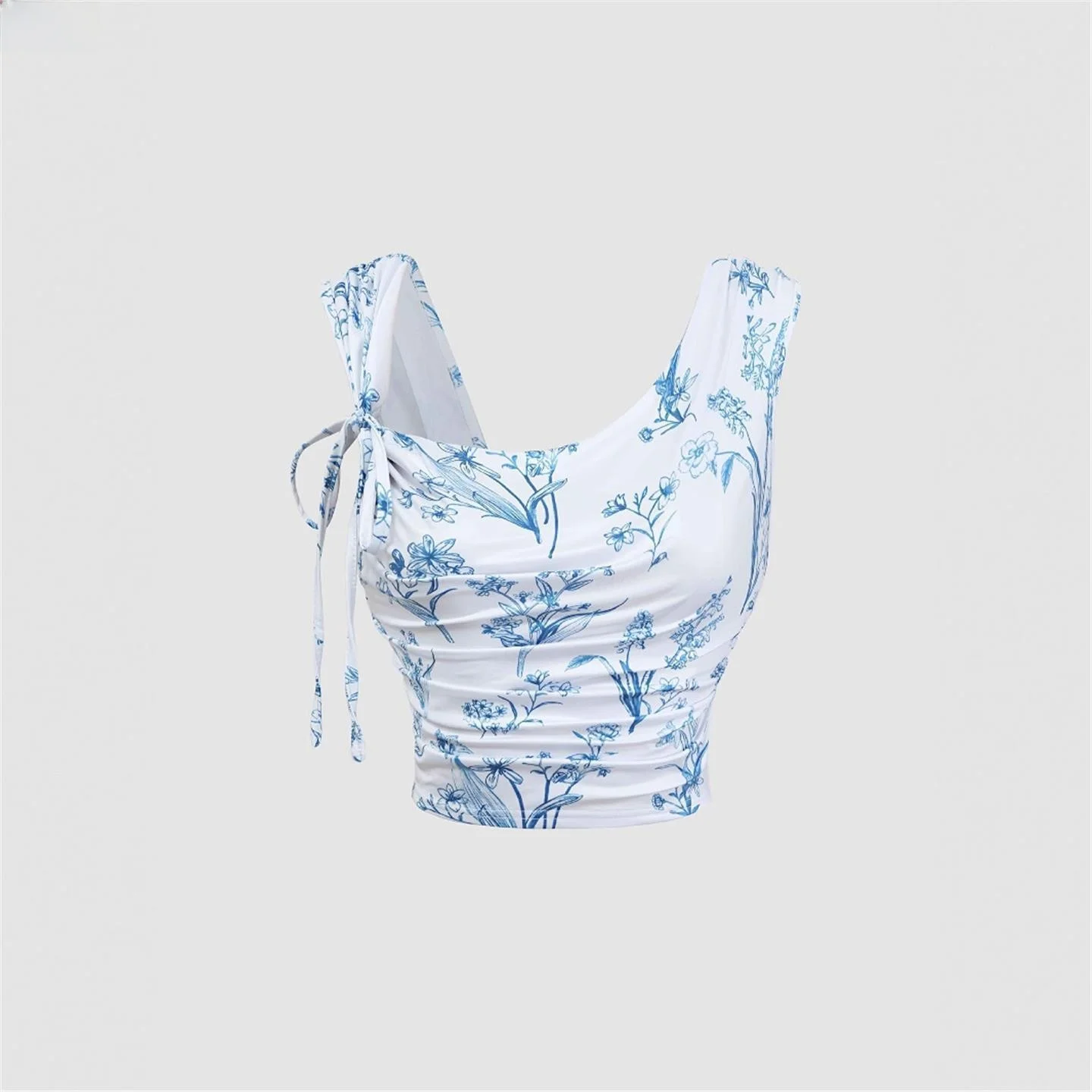 Summer Vacation Women's Printed Vest LinJ2026 European Style Polyester Fabric A-Line Narrow Strap Vest City Walk Ladies Fashion