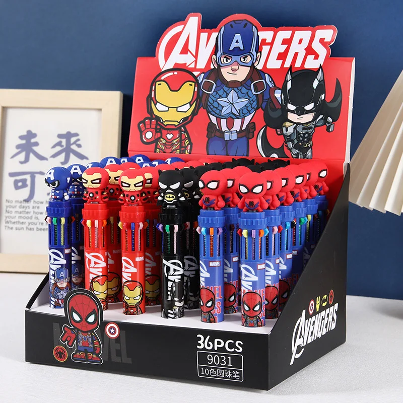 12/36pcs Creative Marvel 10 Colors Gel Pen Cartoon Hero Series 0.7mm Ball Pens Promotional Gift Office School Writing Supplies