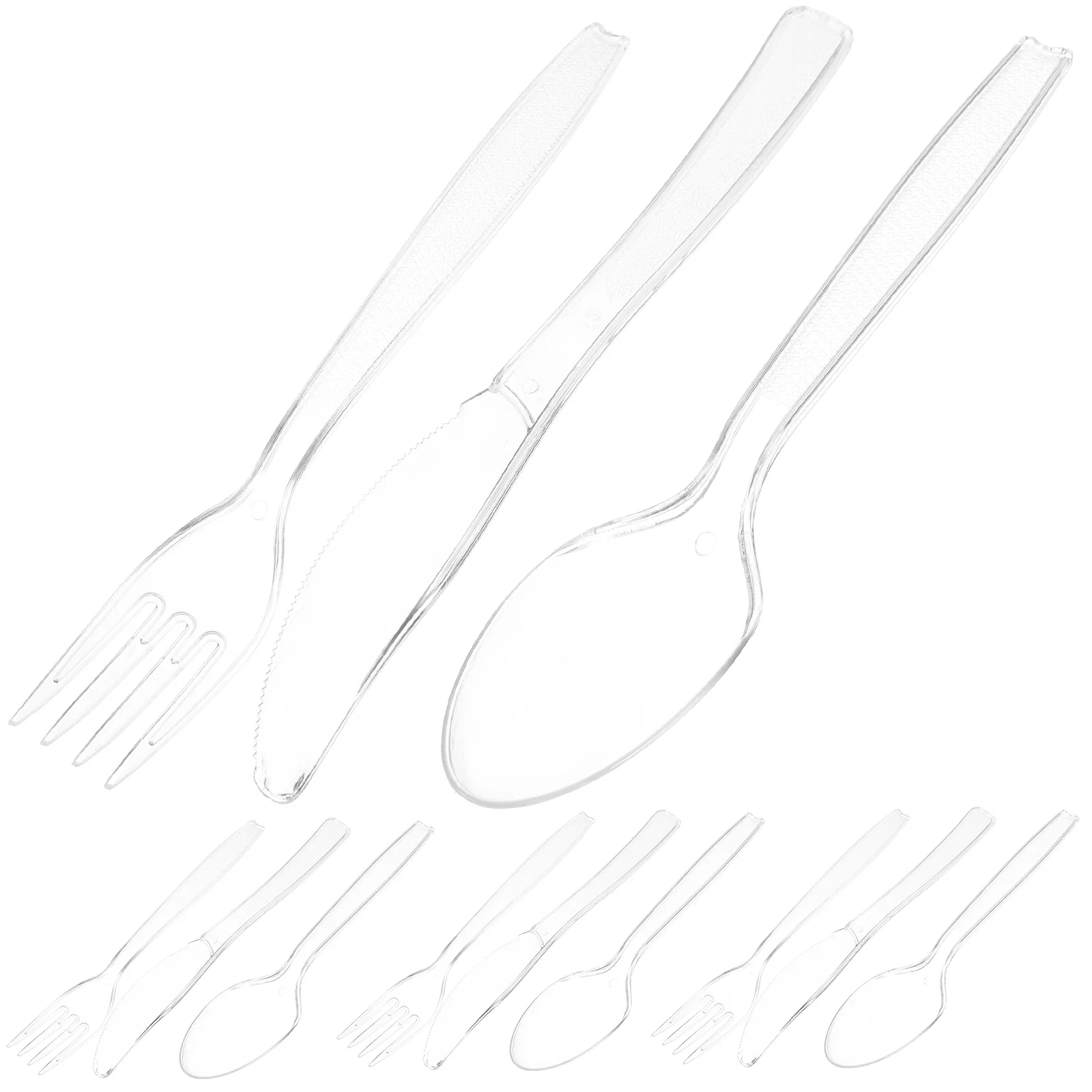 

50 Sets Cutlery Knife Fork Spoon Transparent Plastic Party Favors Wedding Dinnerware Kit Dessert Tableware Portable