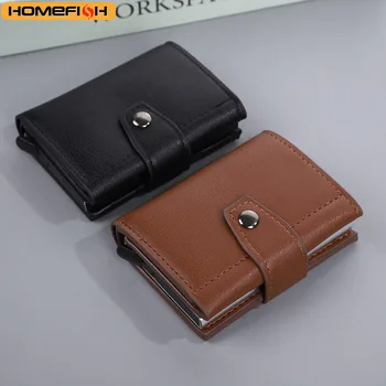 Homefish RFID Blocking PU Leather Slim Card Wallet Hasp Closure Mini Credit Card Holder For Men Male Daily Business – view 1