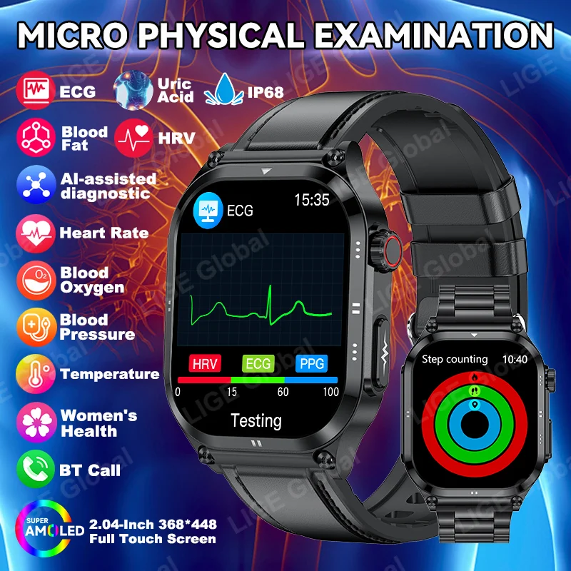 

LIGE Новые ЭКГ PPG Смарт-часы AI Здоровая диагностика Липиды в крови Мочевая кислота Bluetooth Вызов Артериальное давление Здоровье Смарт-часы Мужчины Женщины