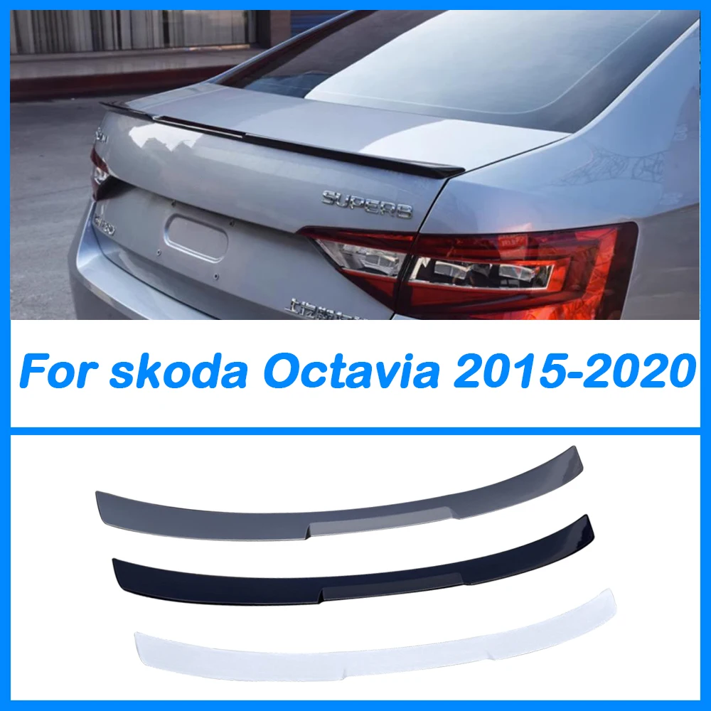 For Skoda Octavia 2015-20 Car Styling ABS Unpainted Color Rear Trunk Tail Wing Boot Spoiler Car Decoration Carbon Fiber Pattern