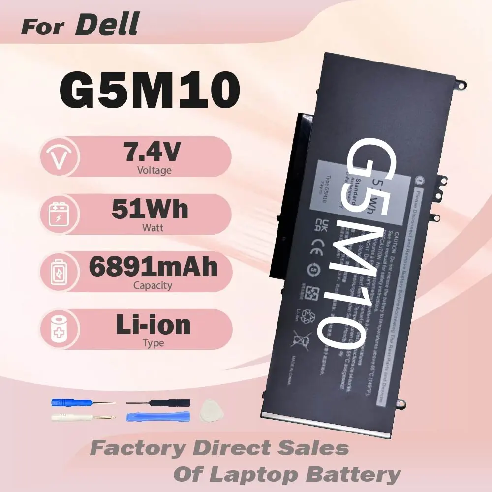 G5M10 51Wh Laptop Battery For Dell Latitude E5250 E5450 E5550 P48G001 Series 7.4V WYJC2 0WYJC2 8V5GX R9XM9 1KY05 08V5GX VMKXM