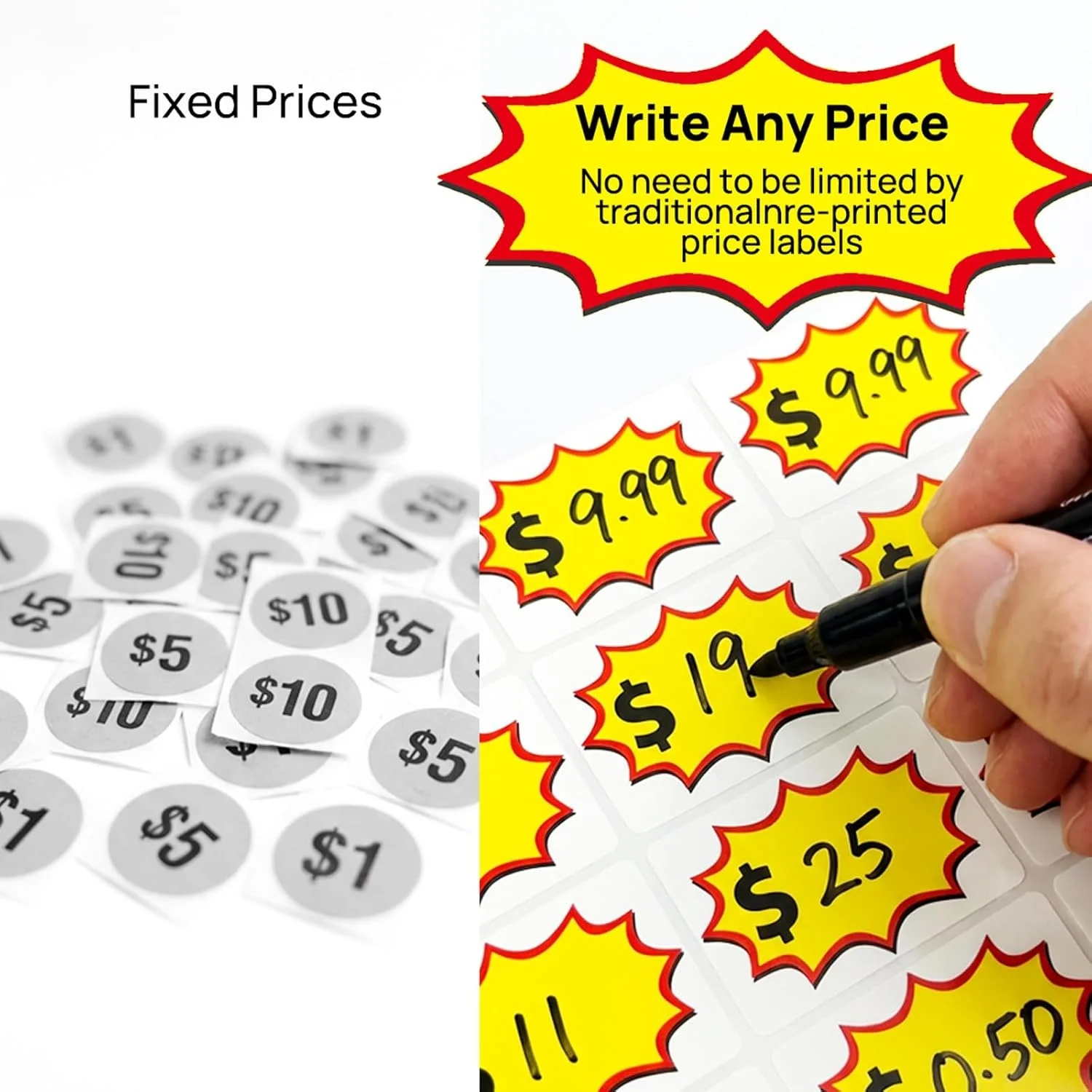 300 Pcs Upgraded Garage Sale Stickers, Removable & No-Residue Yard Sale Price Stickers, Writeable Price Tag Stickers Essential F