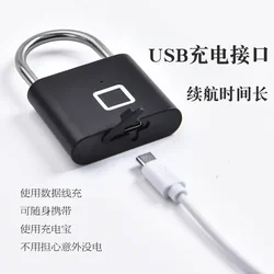 Smart Fingerprint Padlock Waterproof Zinc Alloy Biometric Padlocks USB Charging Fingerprint Lock Door Lock