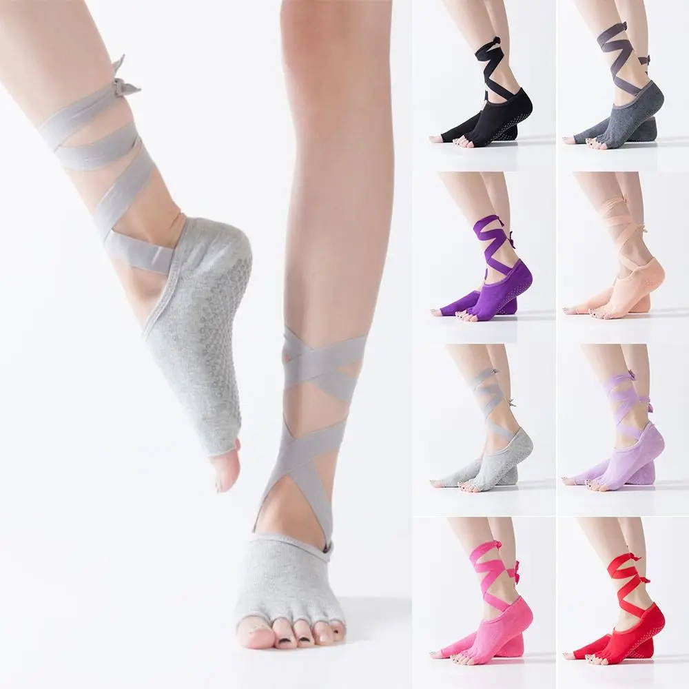 Lace-Up Yoga Socks for Extra Grip in Standard or Hot Yoga Barre Pilates Ballet or at Home for Added Balance Stability