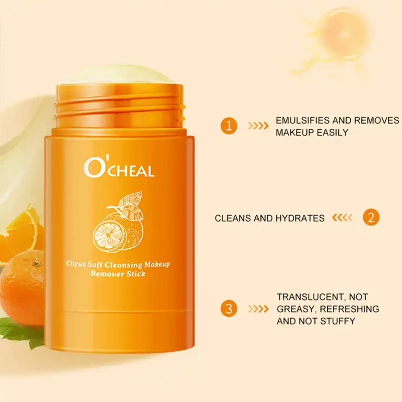 Ocheal Avocado ทําความสะอาดแต่งหน้า Remover เจล Stick Facial Eye Lip สีส้มลึกทําความสะอาดบาล์มครีม Clean Cleanser Skin Care