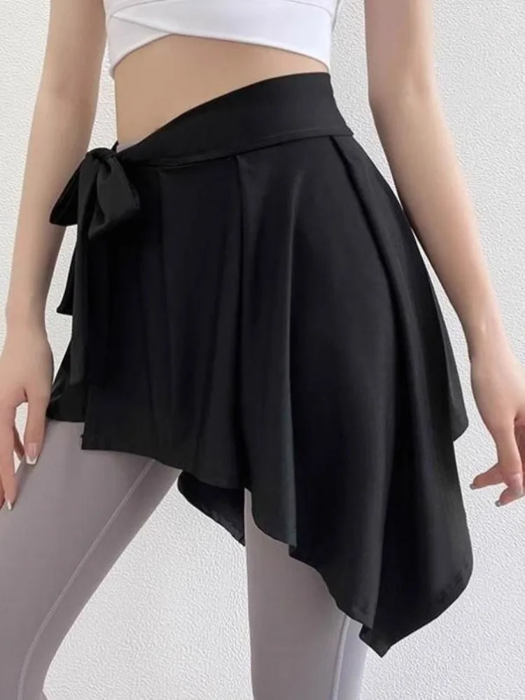 

Spor Yoga Fitn High Waist Asymmetrical Skirt Women's Bot Curtain Anti-Light Running Skirt EPJ 2024 Summer New