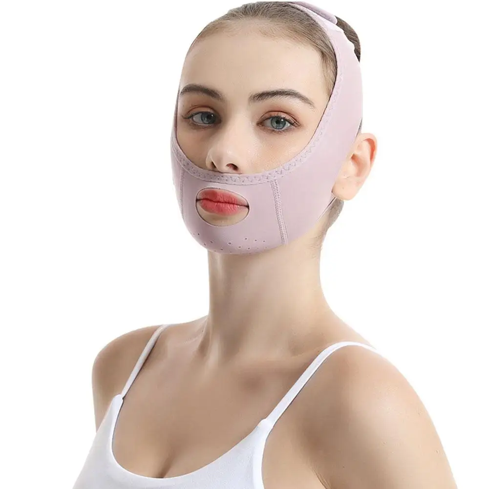 Bandage amincissant pour le visage réglable, ceinture de ruisseau, sommeil en V, matériau de levage respirant, R8c4